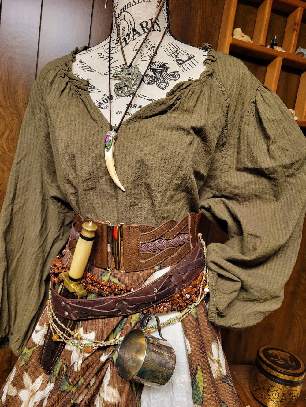 Dark Brown Cross Laced Genuine Leather Belt Whimsy Fantasy Renaissance DnD Larp